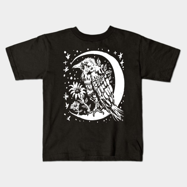 Raven Moon, Witchy, Gothic, Punk Kids T-Shirt by LunaElizabeth